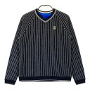 LANVIN SPORT ランバン スポール リバーシブル ニットセーター ストライプ柄 ブラック系 38 【中古】ゴルフウェア レディース
