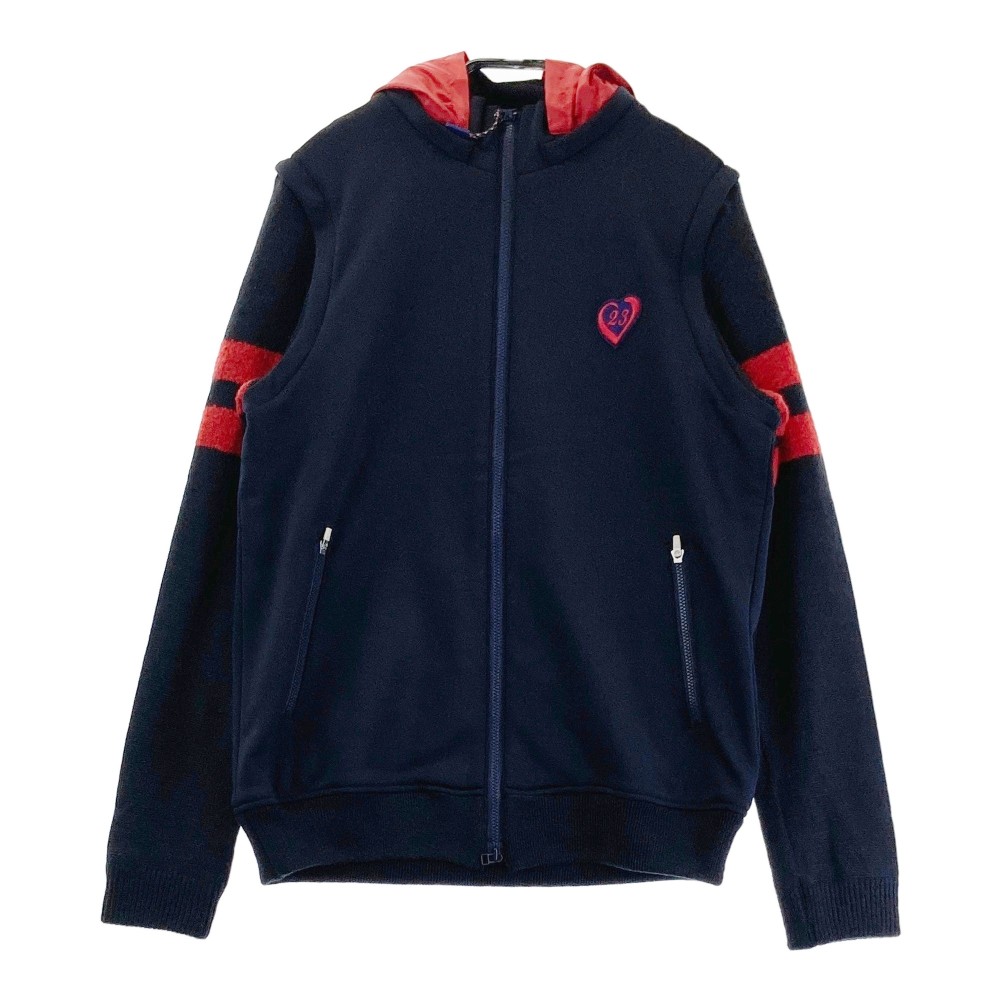 23区GOLF ニジュウサンクゴルフ 3WAY フード付き長袖ジャケット ニット切替 ネイビー系 1 【中古】ゴルフウェア レディース