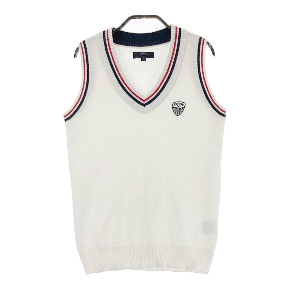 CALLAWAY キャロウェイ Vネック ニットベスト ホワイト系 M 【中古】ゴルフウェア レディース