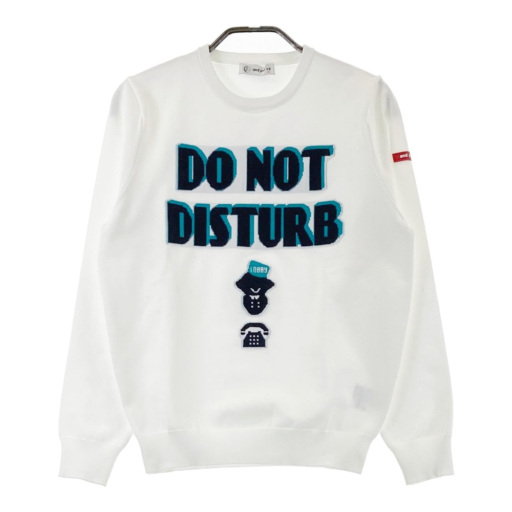 AND PER SE アンパスィ 2023年モデル AFF2303C1 クールネック ニットセーター 総柄 ホワイト系 M 【中古】ゴルフウェア レディース