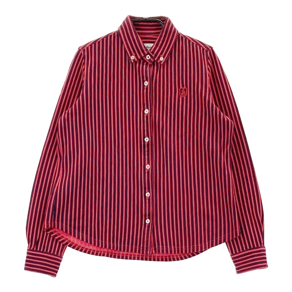JACK BUNNY ジャックバニー 長袖シャツ ボタンダウン ストライプ柄 レッド系 1 【中古】ゴルフウェア レディース