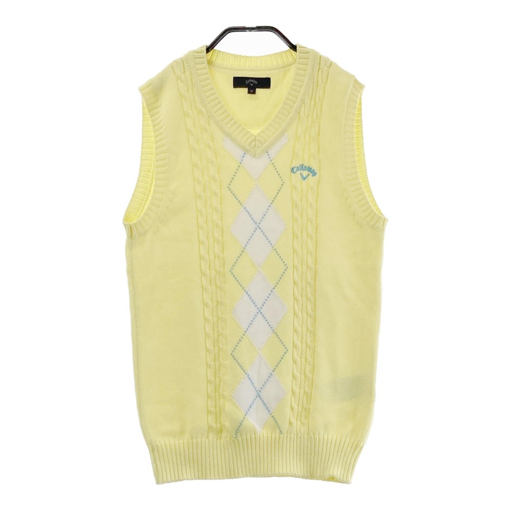 CALLAWAY キャロウェイ ケーブル ニットベスト イエロー系 M 【中古】ゴルフウェア レディース