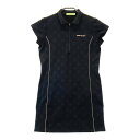 VIVA HEART ビバハート ハーフジップ 半袖ワンピース 総柄 ブラック系 40 【中古】ゴルフウェア レディース