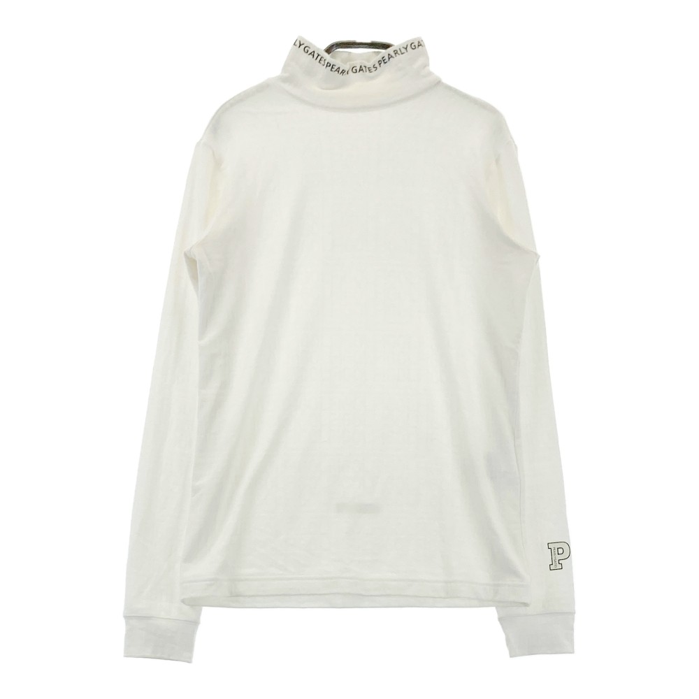 PEARLY GATES パーリーゲイツ ハイネック 長袖Tシャツ ネックロゴ 総柄 ホワイト系 0 【中古】ゴルフウェア レディース