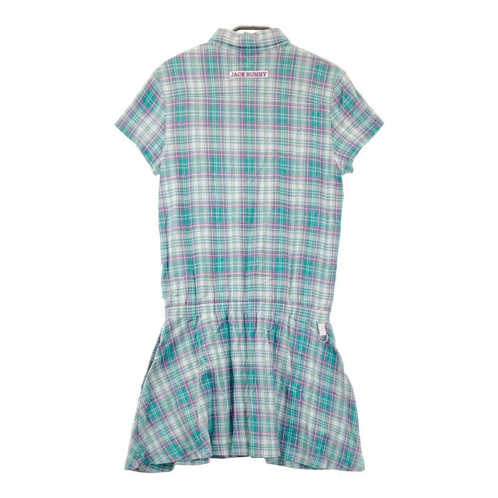 JACK BUNNY ジャックバニー 半袖ポロ ワンピース ボタンダウン チェック柄 グリーン系 1 【中古】ゴルフウェア レディース