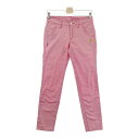 PEARLY GATES パーリーゲイツ 25周年 ストレッチパンツ 総柄 ピンク系 0 【中古】ゴルフウェア レディース