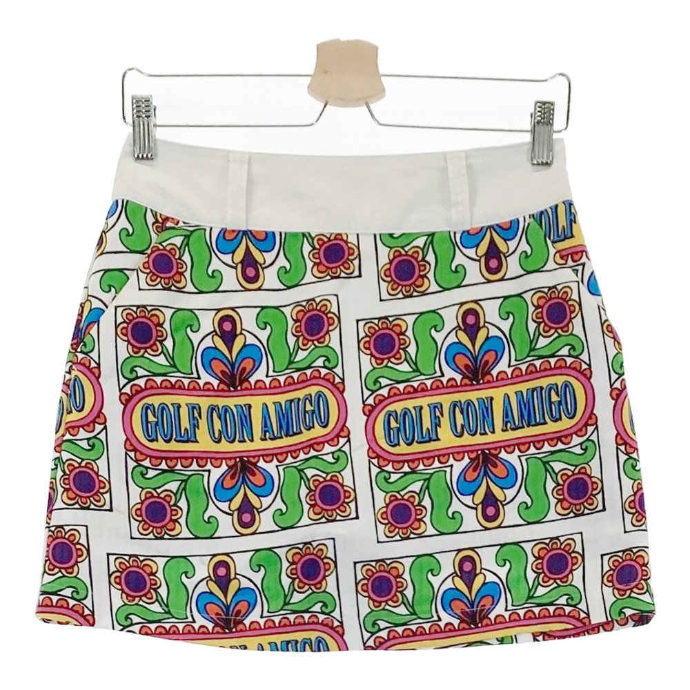 CALLAWAY キャロウェイ インナー付 スカート 総柄 ホワイト系 M 【中古】ゴルフウェア レディース