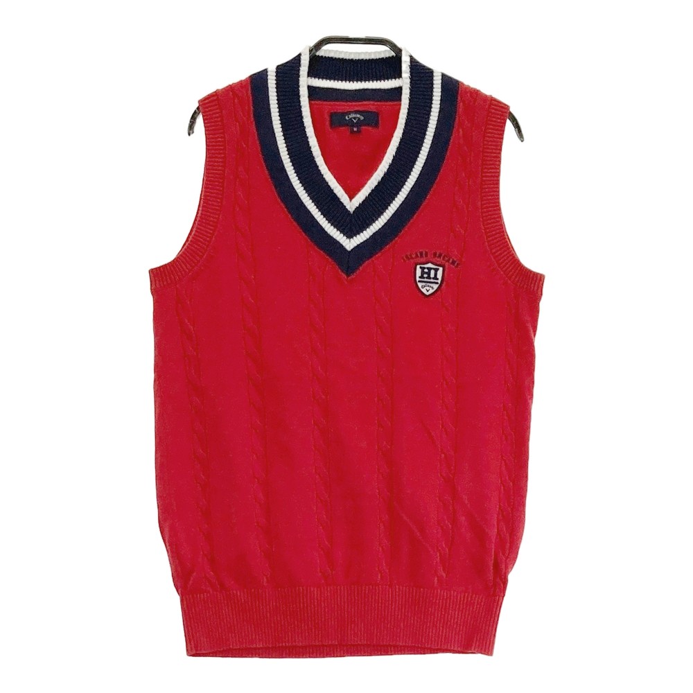 CALLAWAY キャロウェイ Vネック ニットベスト レッド系 M 【中古】ゴルフウェア レディース