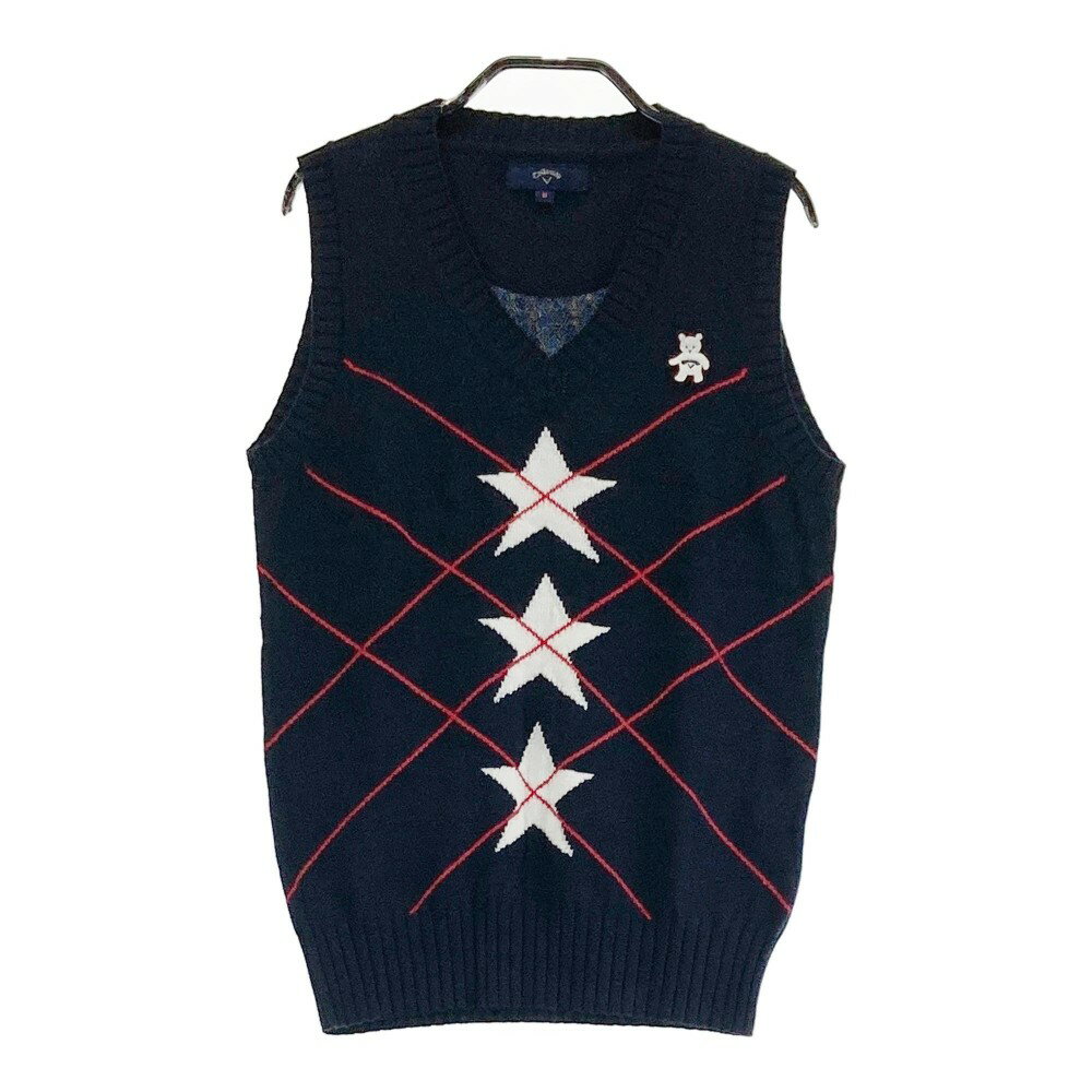 CALLAWAY キャロウェイ ウール混 Vネック ニットベスト ネイビー系 M 【中古】ゴルフウェア レディース