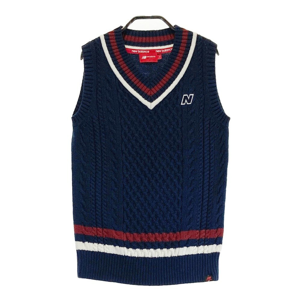 NEW BALANCE GOLF ニューバランス ウール混 Vネック ニットベスト ネイビー系 1 【中古】ゴルフウェア レディース