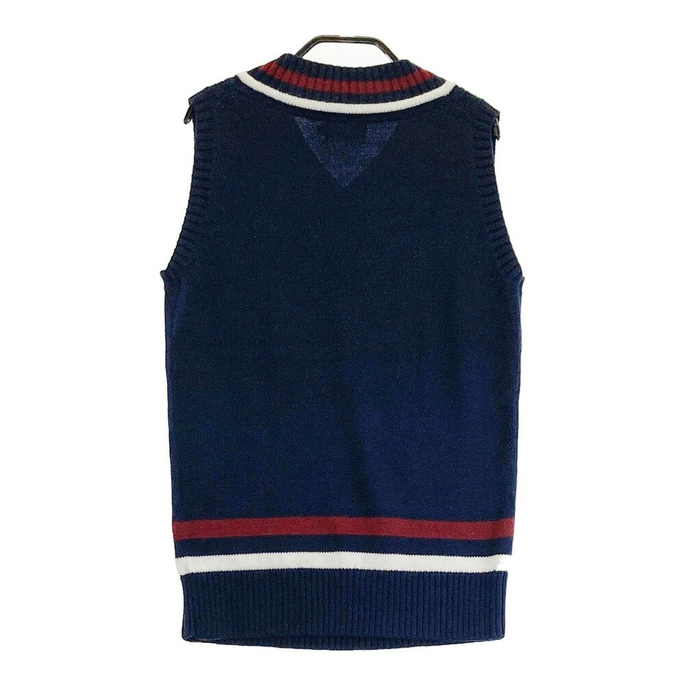 NEW BALANCE GOLF ニューバランス ウール混 Vネック ニットベスト ネイビー系 1 【中古】ゴルフウェア レディース