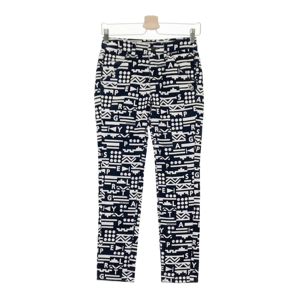 PEARLY GATES パーリーゲイツ ストレッチ パンツ 総柄 ブラック系 00 【中古】ゴルフウェア レディース