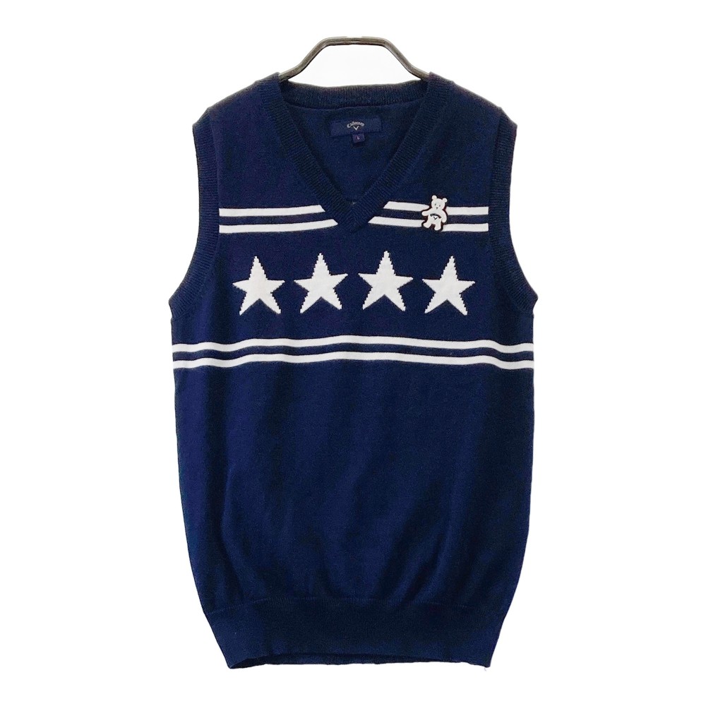 CALLAWAY キャロウェイ Vネック ニットベスト ネイビー系 L 【中古】ゴルフウェア レディース