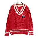FILA GOLF フィラゴルフ Vネック ニットセーター レッド系 L 【中古】ゴルフウェア レディース
