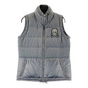 DANCE WITH DRAGON ダンスウィズドラゴン 裏ボア ダウンベスト スカルワッペン グレー系 2 【中古】ゴルフウェア レディース