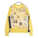 AND PER SE アンパスィ ウール ニットセーター 総柄 イエロー系 L 【中古】ゴルフウェア レディース