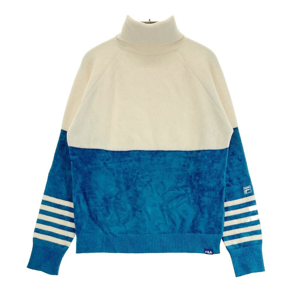 FILA GOLF フィラゴルフ タートルネック 長袖ニットセーター ブルー系 LL 【中古】ゴルフウェア レディース