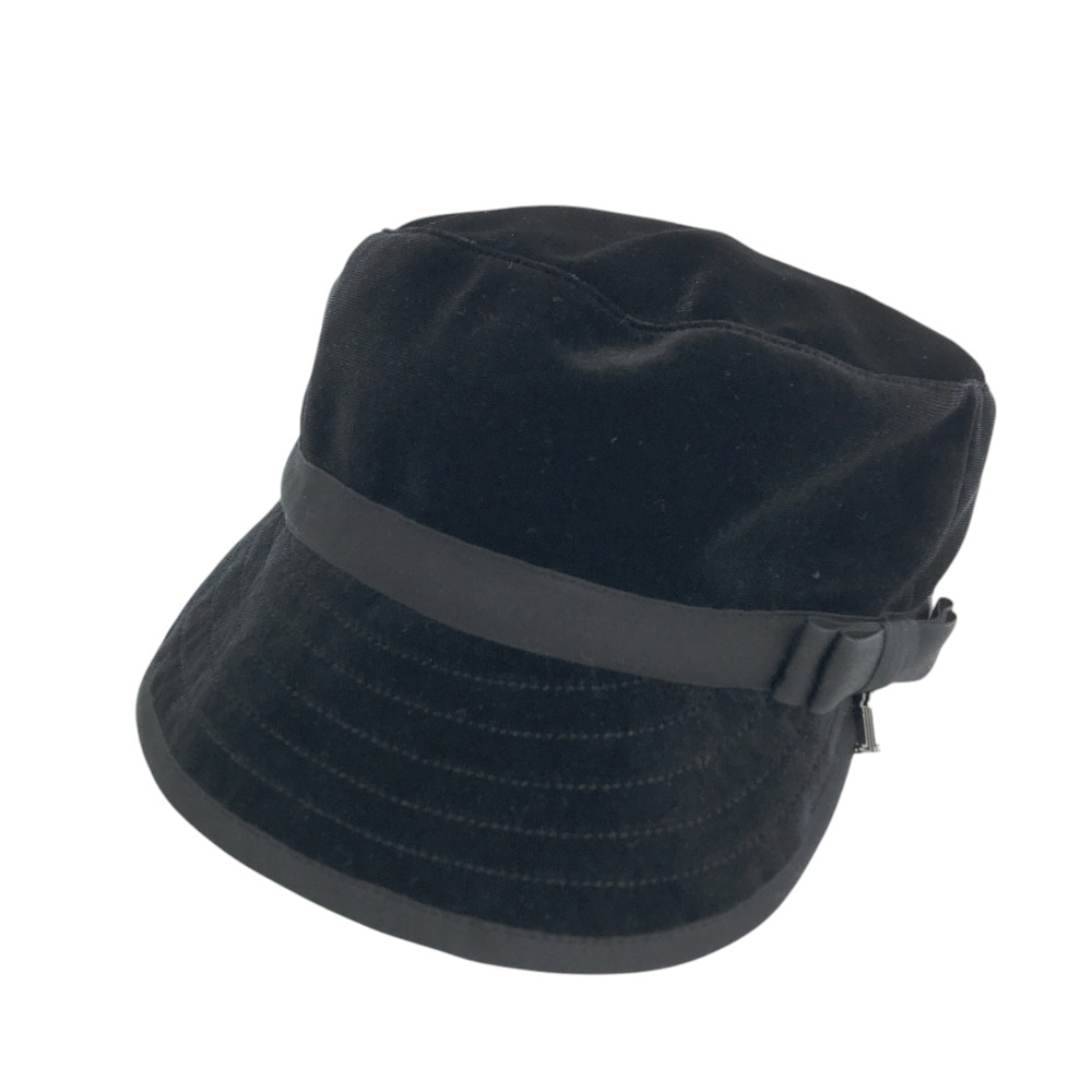 LANVIN SPORT ランバン スポール ベロア ワークキャップ リボン ブラック系 55-58cm 【中古】ゴルフウェア