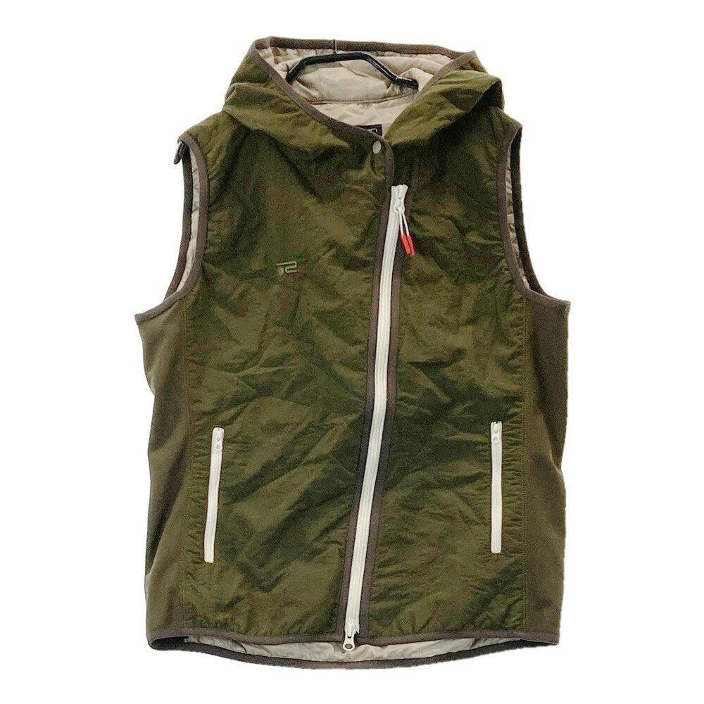 ROSASEN ロサーセン フード付ジップベスト カーキ系 L 【中古】ゴルフウェア レディース