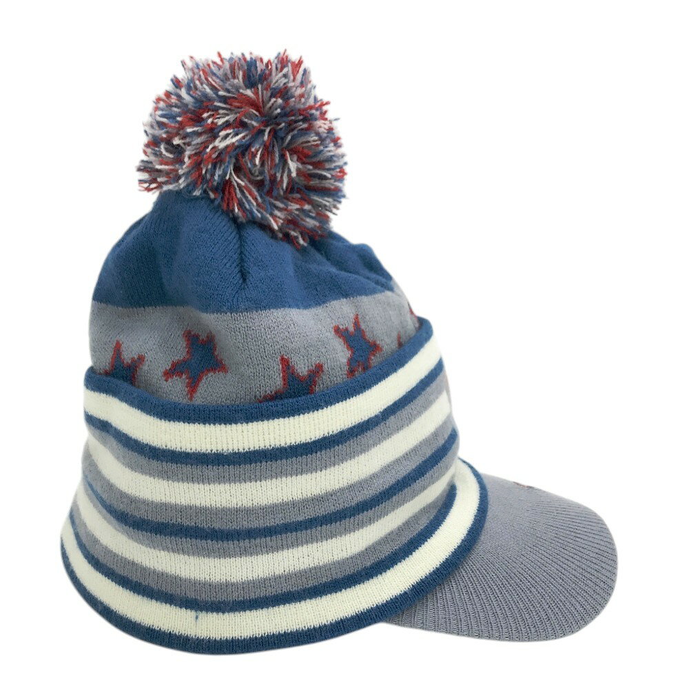 FILA GOLF フィラゴルフ ネックウォーマー付 ニットキャップ 星 ボーダー柄 ブルー系 【中古】ゴルフウェア