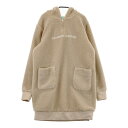 CUARTO UNITED クアルトユナイテッド ボア ハーフジップパーカー チュニック丈 ベージュ系 L 【中古】ゴルフウェア レディース