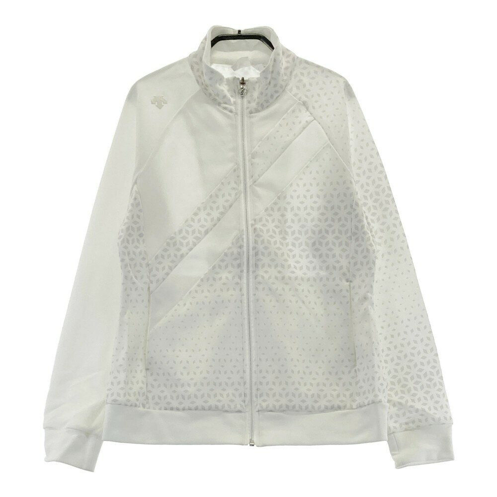 DESCENTE GOLF デサントゴルフ ジップジャケット 総柄 ホワイト系 L 【中古】ゴルフウェア レディース