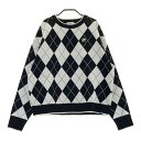 FILA GOLF フィラゴルフ ニット セーター アーガイル柄 ブラック系 LL 【中古】ゴルフウェア レディース