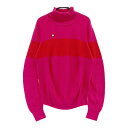 LE COQ GOLF ルコックゴルフ タートルネック ニット セーター ボーダー柄 ピンク系 L 【中古】ゴルフウェア レディース