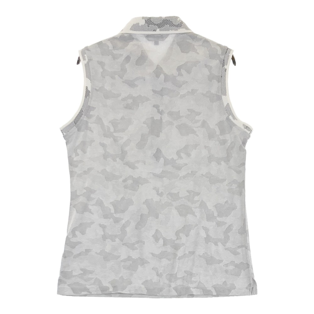 BEAMS GOLF ビームスゴルフ 2022年モデル ノースリーブ ポロシャツ カモフラ 迷彩柄 グレー系 M 【中古】ゴルフウェア レディース