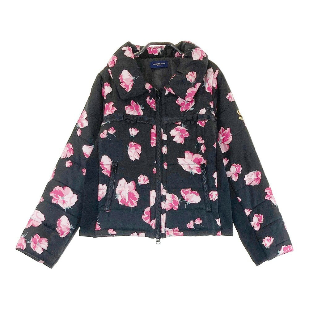 KISS ON THE GREEN キスオンザグリーン 中綿ジャケット スカート セットアップ 花 総柄 ブラック系 2 ..
