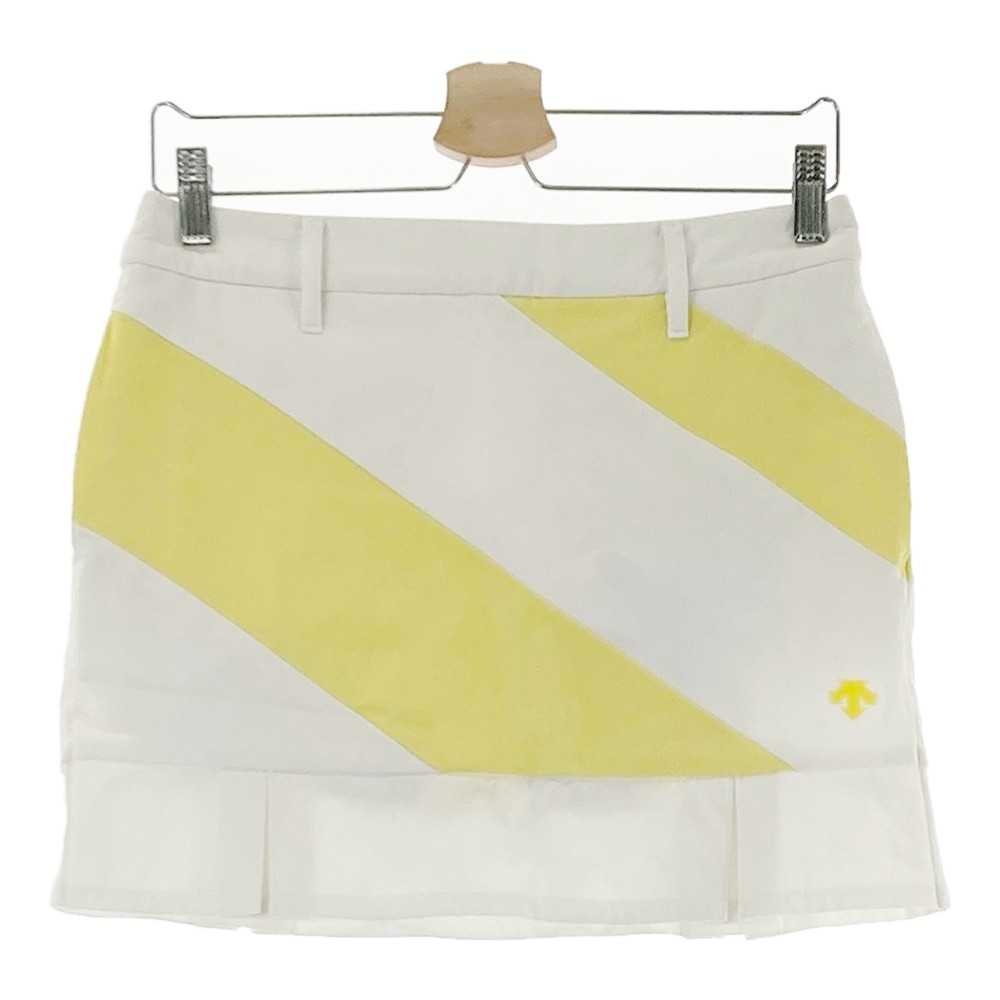 DESCENTE GOLF デサントゴルフ ; 裏起毛 インナー付 切替 スカート 総柄 イエロー系 L 【中古】ゴルフ..