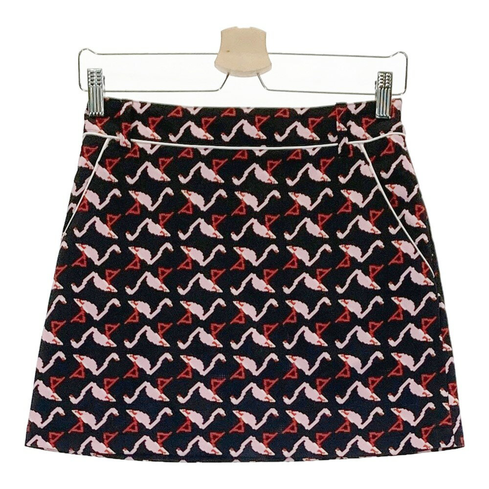 JUN&ROPE ジュン アンド ロペ スカート フラミンゴ柄 ブラック系 S 【中古】ゴルフウェア レディース