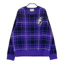JACK BUNNY ジャックバニー ×ドラえもん ニットセーター ウール混 チェック柄 パープル系 1 【中古】ゴルフウェア レディース