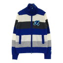 FILA GOLF フィラゴルフ 裏地付 ニットジャケット ボーダー柄 ブルー系 LL 【中古】ゴルフウェア レディース