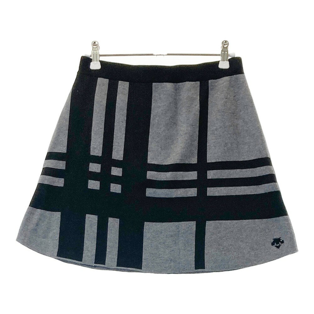 DESCENTE GOLF デサントゴルフ ニットスカート 総柄 グレー系 S 【中古】ゴルフウェア レディース