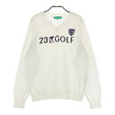 23区GOLF ニジュウサンクゴルフ ウール混 Vネック ニットセーター ホワイト系 2 【中古】ゴルフウェア レディース