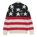 CUARTO UNITED クアルトユナイテッド ハイネックニットセーター 星条旗柄 ブラック系 S 【中古】ゴルフウェア レディース