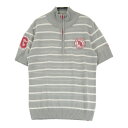 FILA GOLF フィラゴルフ ハーフジップ 半袖ニットセーター ボーダー柄 グレー系 LL 【中古】ゴルフウェア レディース