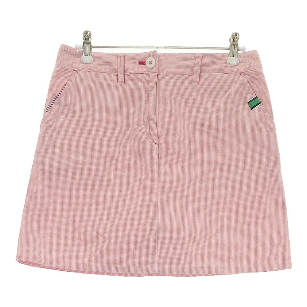 TOMMY HILFIGER GOLF トミー ヒルフィガーゴルフ スカート ストライプ柄 レッド系 S 【中古】ゴルフウェア レディース