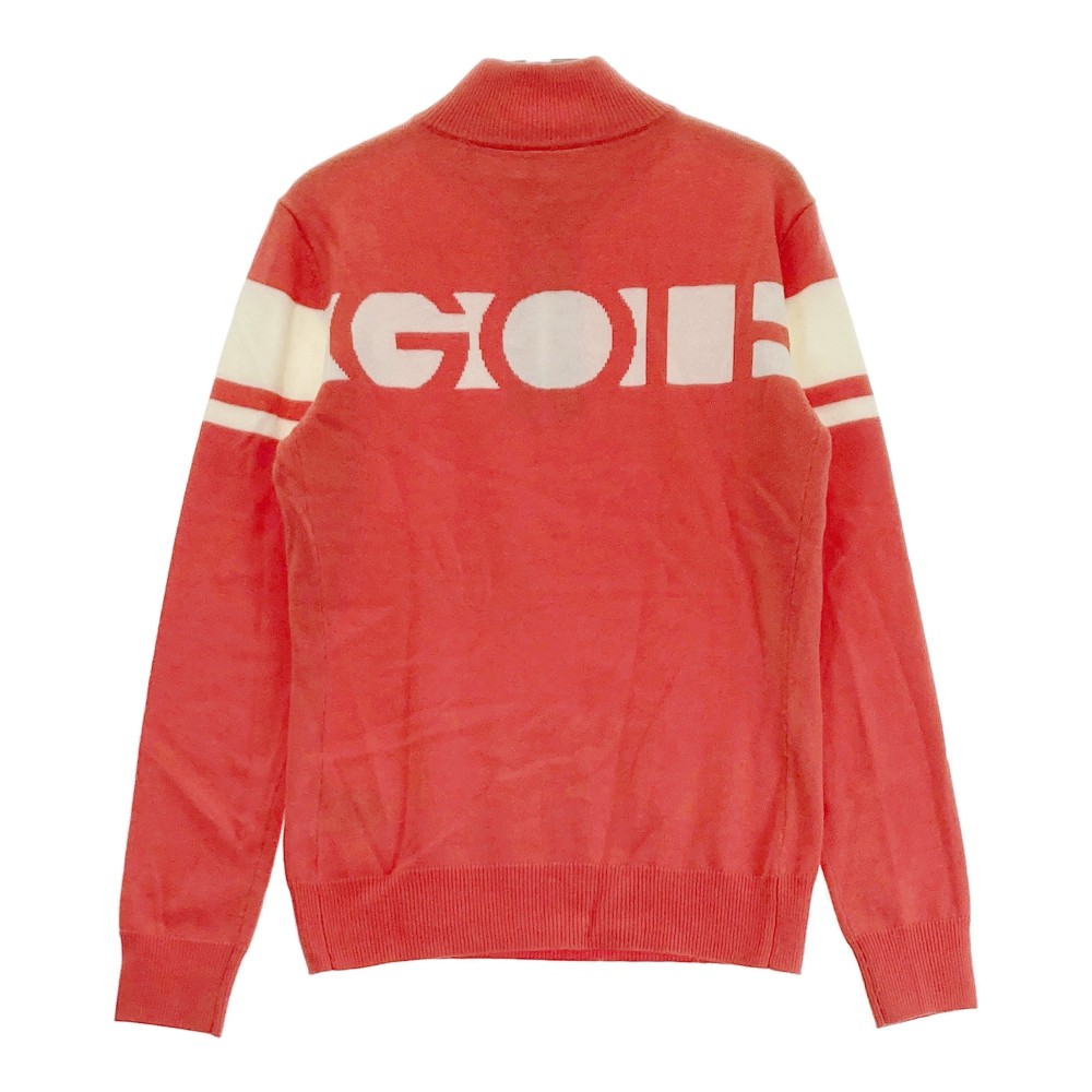 DESCENTE GOLF デサントゴルフ ; ハーフジップ ウール混 ニットセーター レッド系 S 【中古】ゴルフウェア レディース