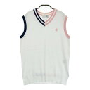 LE COQ GOLF ルコックゴルフ Vネック ニットベスト ホワイト系 L 【中古】ゴルフウェア レディース