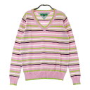 TOMMY HILFIGER GOLF トミー ヒルフィガーゴルフ 長袖ニットセーター ボーダー柄 ピンク系 S 【中古】ゴルフウェア レディース
