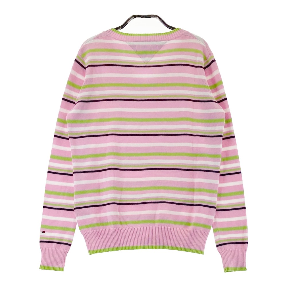 TOMMY HILFIGER GOLF トミー ヒルフィガーゴルフ 長袖ニットセーター ボーダー柄 ピンク系 S 【中古】ゴルフウェア レディース
