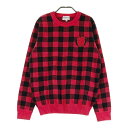 JACK BUNNY ジャックバニー ウール混 ニットセーター チェック柄 レッド系 2 【中古】ゴルフウェア レディース