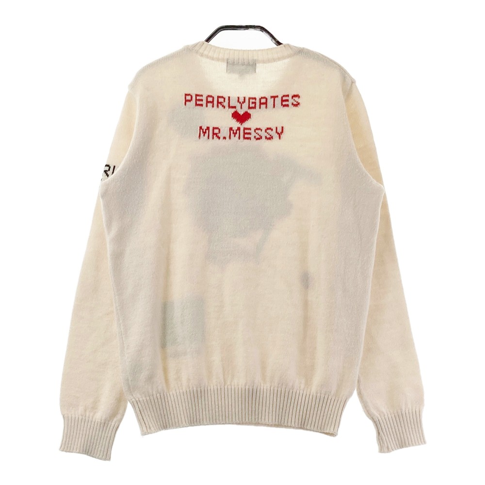 PEARLY GATES パーリーゲイツ ×MR.MEN LITTLE MISS ウール混 ニットセーター ホワイト系 0 【中古】ゴルフウェア レディース
