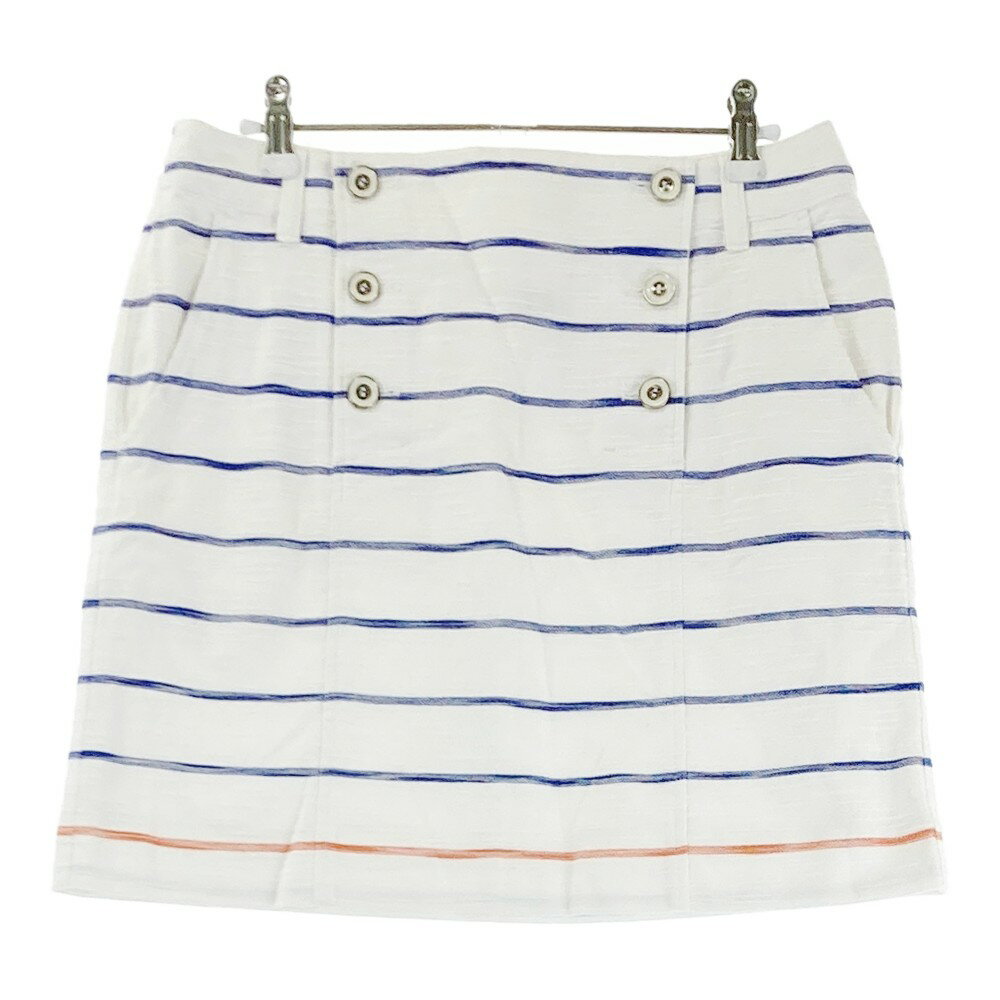23区GOLF ニジュウサンクゴルフ ストレッチスカート ボーダー柄 ホワイト系 67 【中古】ゴルフウェア ..