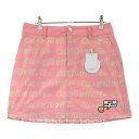 CUARTO UNITED クアルトユナイテッド バックプリーツ切替スカート 総柄 ピンク系 L 【中古】ゴルフウェア レディース