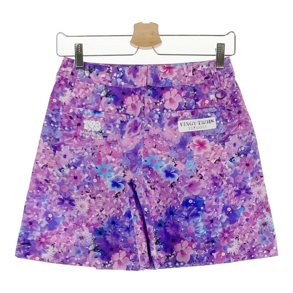 23区GOLF ニジュウサンクゴルフ mangilao golf club限定 ; キュロットスカート 花柄 パープル系 58 【中古】ゴルフウェア レディース