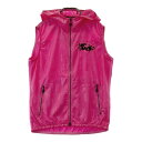 DANCE WITH DRAGON ダンスウィズドラゴン フード付 ジップベスト 総柄 ピンク系 2 【中古】ゴルフウェア レディース