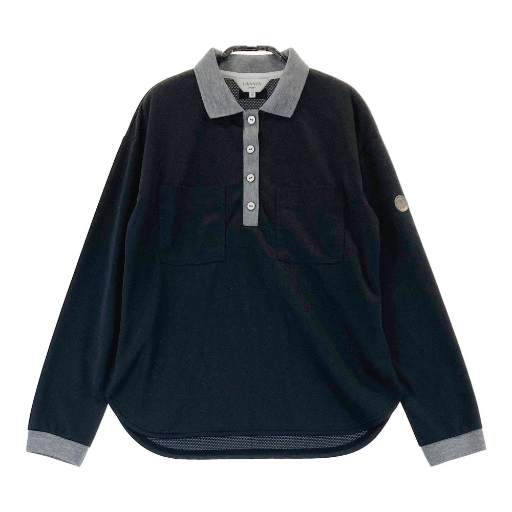 LANVIN SPORT ランバン スポール 長袖ポロシャツ ブラック系 38 【中古】ゴルフウェア レディース